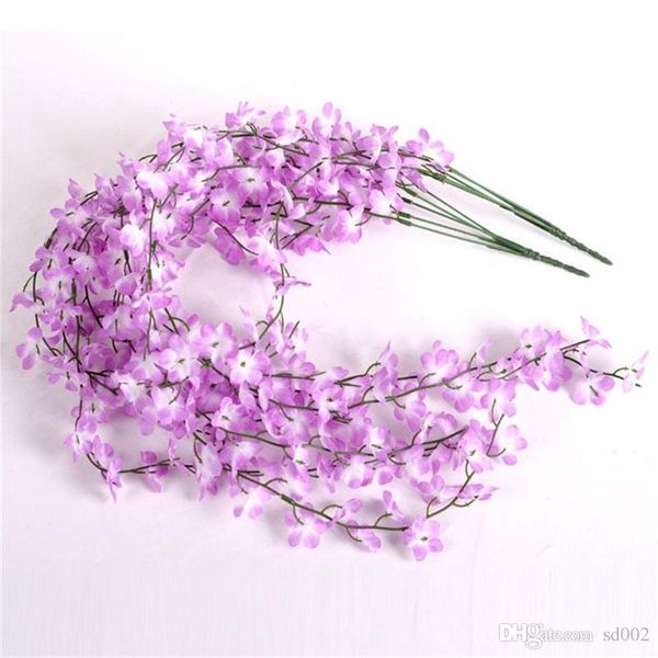 

romantic colourful simulation sakura artificial lotus fake mandala cane vine garlands single branch 5 fork silk flowers 2 65lxb1