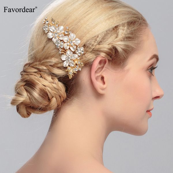 

hair accessories gorgeous silver/gold wedding comb delicate alloy white crystal bridal headpiece for party banquet wedding