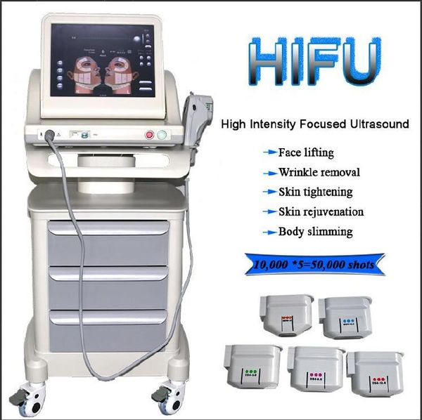 

2020 super hifu high intensity focused ultrasound hifu face lifting machine wrinkle removal with 5 cartridges for skin rejuvention, Black