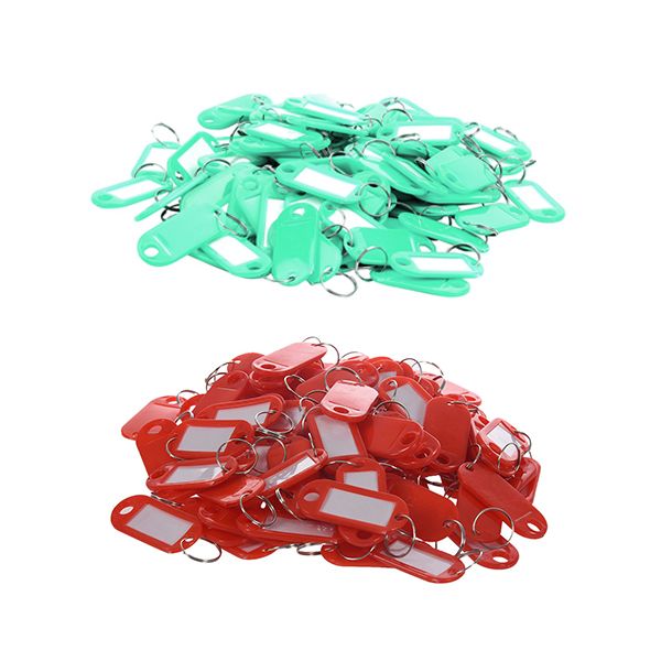 

200 pcs key ring tags :100 pcs red & 100 green, Silver