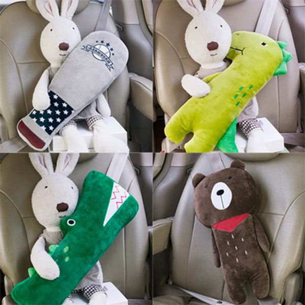 

small animal doll child car seat safety strap set to comfort plush pillow cartoon seatbelt pillow auto seat belt strap cover