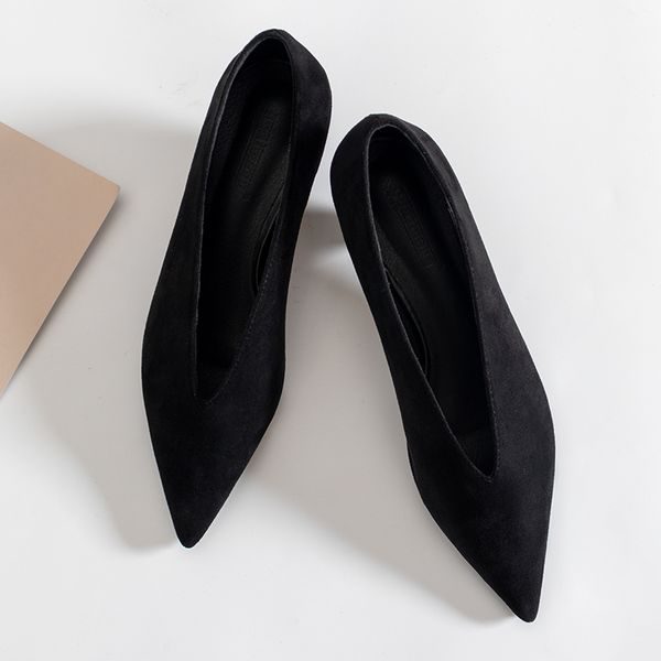 

fashion pointed toe v mouth single shoes high heel grandmother shoes female black work slip on women's tacones mujer