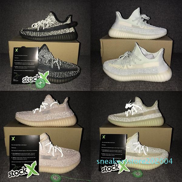 

lundmark светоотражающие kanye west роскошные обувь зеленые человечки женские конструкторы повседневная обувь v2 облако белый черный статиче, Black