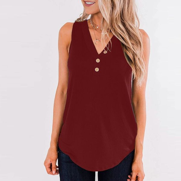

women basic tank v neck sleeveless camis ladies camisoles with button up ribbed pullovers summer vest haut femme, White
