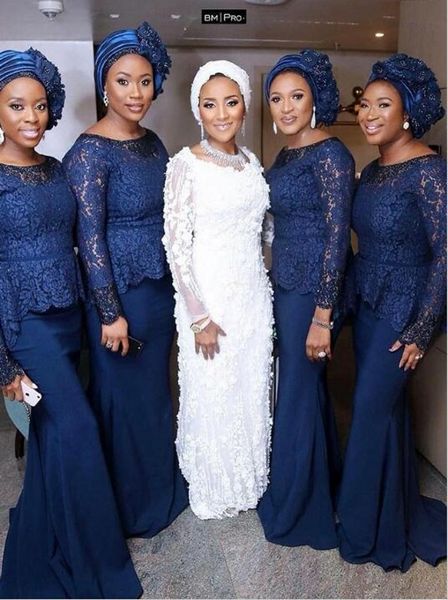 

arabic bridesmaid dresses jewel beck lace appliques long sleeves maid of honor dresses floor length fashion bridesmaid dresses, Blue;red