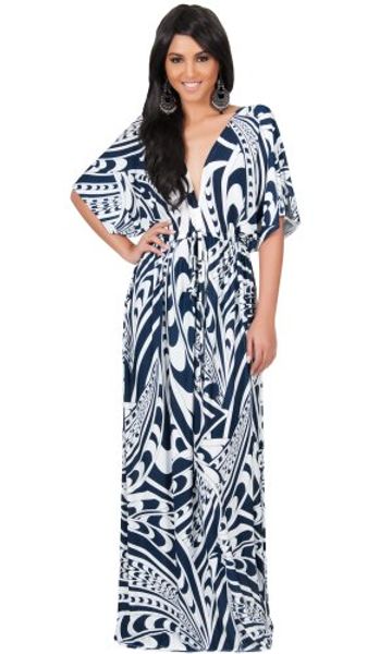

koh koh womens long summer flowy kimono v-neck casual formal maxi dress, Black;gray