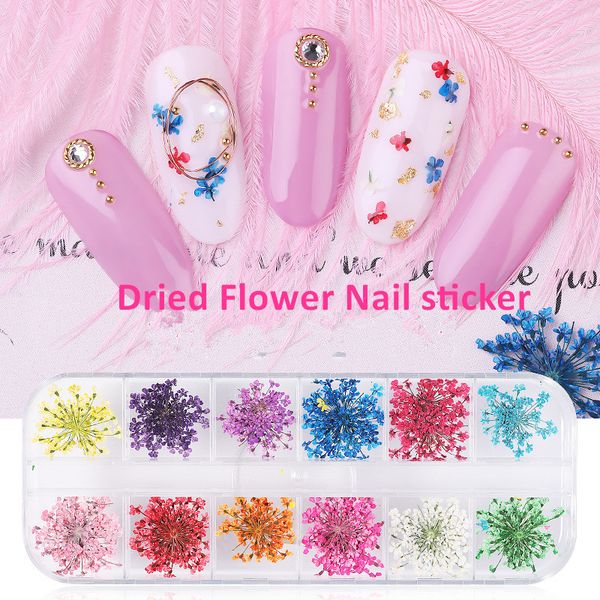 

3D сушеный цветок стикер для ногтей натуральный цветочный наклейки для ногтей нак