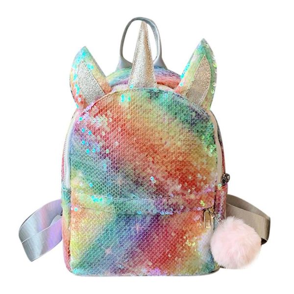 

new fashion sequins women backpack baby girls student schoolbags pompom knapsack cute mini shiny casual travel rucksack mochila