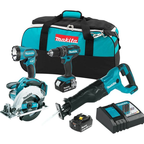 

Makita xt442 18 volt driver drill circular reciprocating aw light combo kit