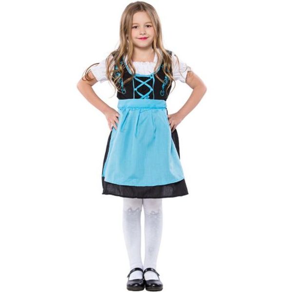 

kid girl germany bavaria oktoberfest beer festival work clothes costume halloween carnival party cosplay fancy shore dress a111, Black;red