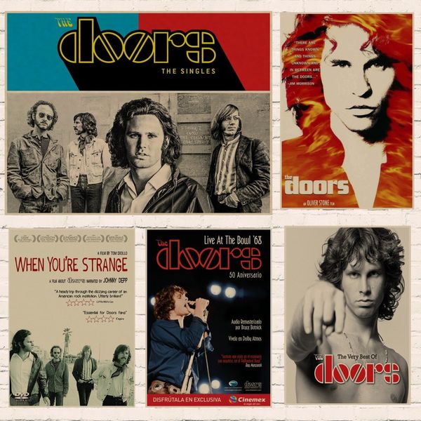 

2019 the doors jim morrison kraft rock poster retro poster rock band music star wall pictures vintage home decor