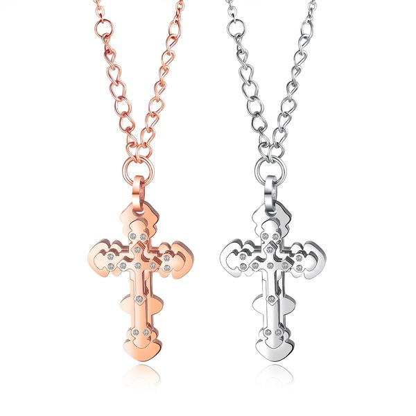 

new arrival stainless steel cross pendant necklace chain female jewelry in 2 colors for lady perfect gift gx1458, Silver