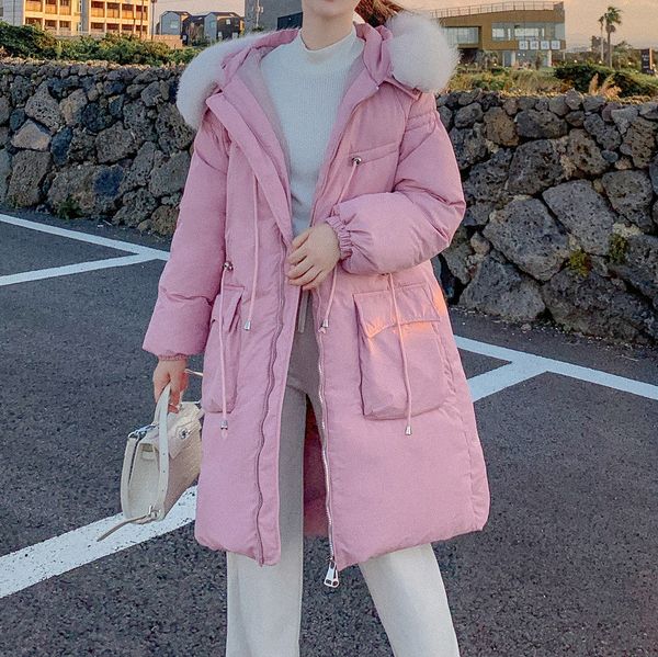 

fashion-r jackets women outerwear faux hooded button coat long solid jackets pocket coats korean style parkas manteau femme, Black