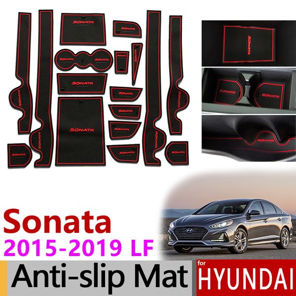 Anti Slip Rubber Mats Gate Slot Cup Mat For Hyundai Sonata Lf 2015