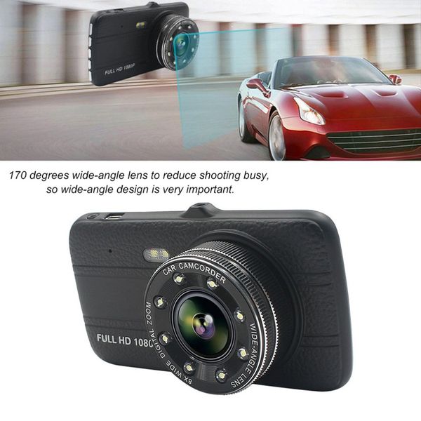 

professional 4 inch hd display car dvr 1080p 170 degree wide angle infrared night vision car dash camera with rear lens