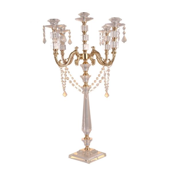 

acrylic candle holders 5-arms candelabras with crystal pendants 77 cm/30" height elegant candlesticks wedding centerpiece