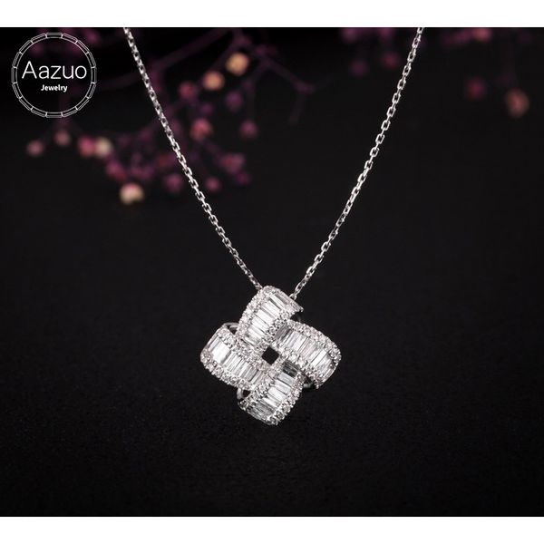 

aazuo 100% 18k white gold real princess diamond fashion windmill necklace gifted for women 18 inch link chain au750, Silver