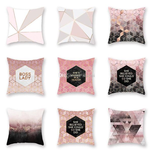 

rose gold geometric pillowcase cushion cover glamour square pillow case cushion cover home sofa car decoration 45*45cm wx9-1242