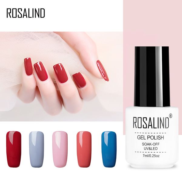 

rosalind gel 1s pure color series 1pcs white bottle nail polish nude&red&blue&gray&orange colorful soak-off nail gel varnish