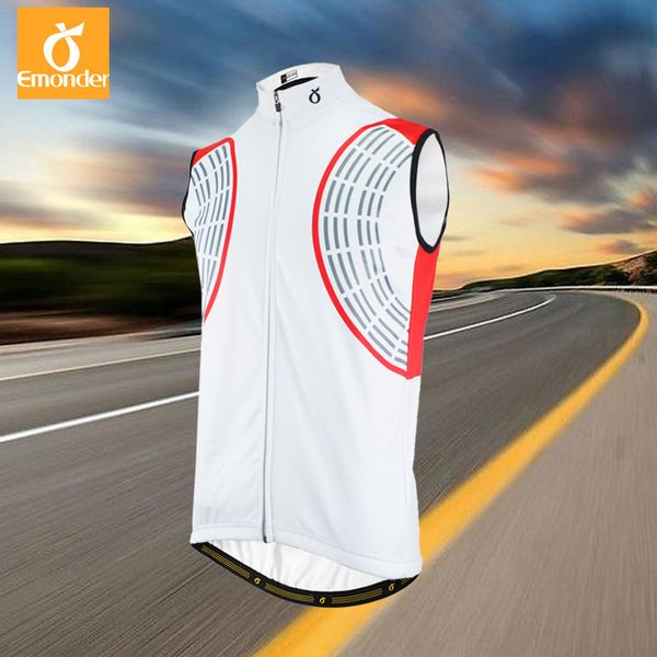 

emonder men winter warm cycling jackets vest windproof reflective thermal fleece cycling sleeveless bicycle clothing, Black
