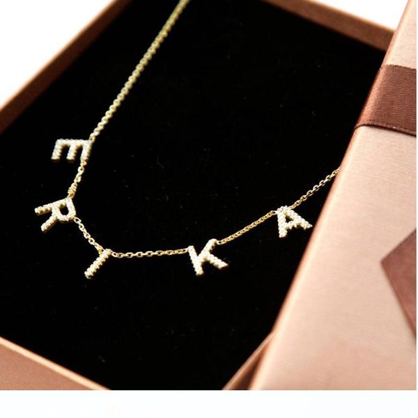 

lateefah подвеска кристалл пользовательские имя ожерелье персонализировать циркон письмо ожерелье для женщин подарка ювелирных изделий drops, Silver