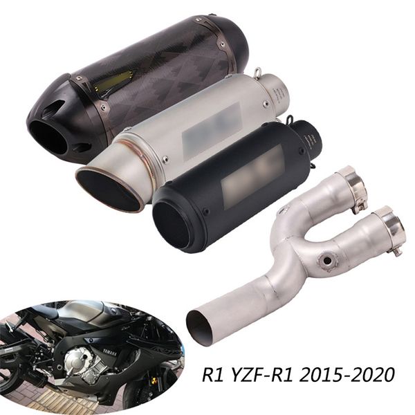 

exhaust set for 2015-2020 r1 yzf-r1 motorcycle exhaust pipe middle link pipe slip on 51mm escape no db killer delete cat