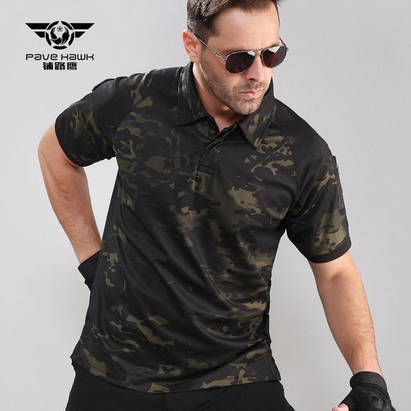 

men outdoor camouflage tactical t-shirt breathable wear-resistant quick-dry lapel shirts climbing hiking army fan shirt t-shirts, Gray;blue