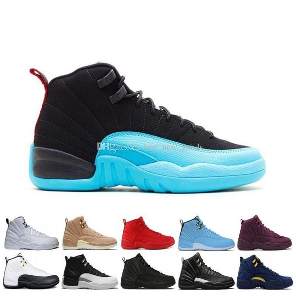 

new 2019 12 12s men basketball shoes sneakers winterized gym red taxi flu game dark grey 12s mens sports shoes 7-13