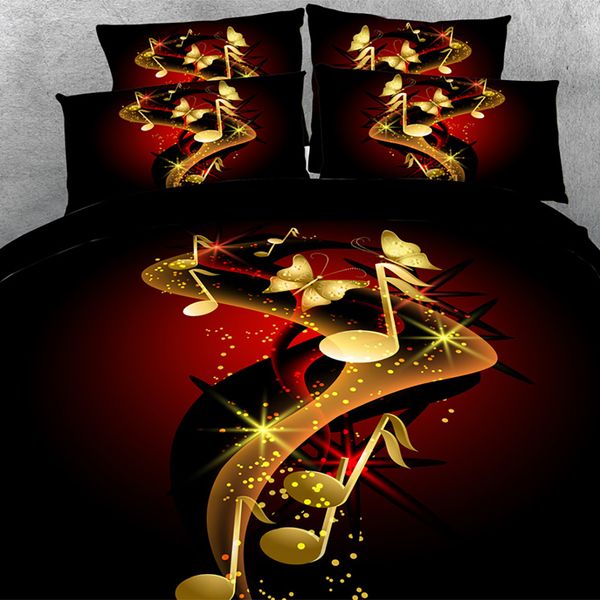 3d Musical Note Butterfly Print Duvet Cover Set Bedding With