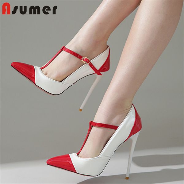 

asumer 2020 plus size 34-47 pumps women shoes pointed toe buckle super high heel party wedding shoes ladies single shoes, Black