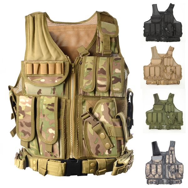 

outdoor sports tactical vest camouflage hunting adjustable vests men paintball compat vests, Camo