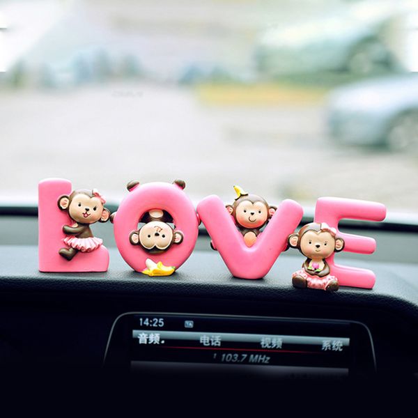 

office home interior valentine's day love resin car ornament cute monkey cartoon pendant birthday dashboard decoration craft