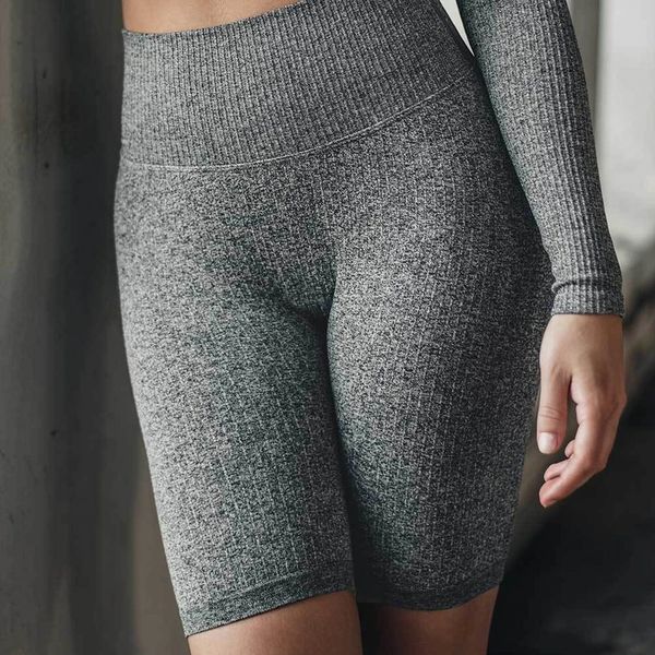 

yoga outfits women ribbed seamless biker short dark grey high-waisted workout shorts athletic, White;red