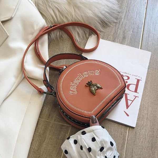 

2020 women bag fashion embroidery bee shoulder bags small handbag with letter small round crossbody