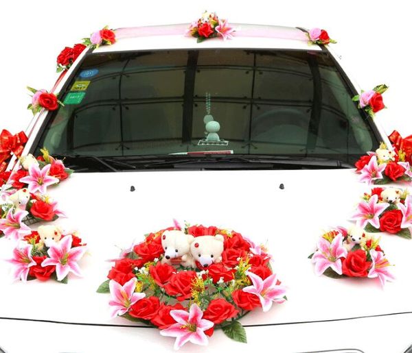 

artificial red rose lily wedding car decoration set silk flowers decorative flowers wreaths diy wedding supplies