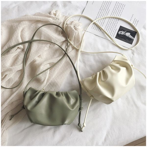 

women handbag 2020 spring new fashion small messenger bag candy soft shoulder crossbody bag fold cloud clutch