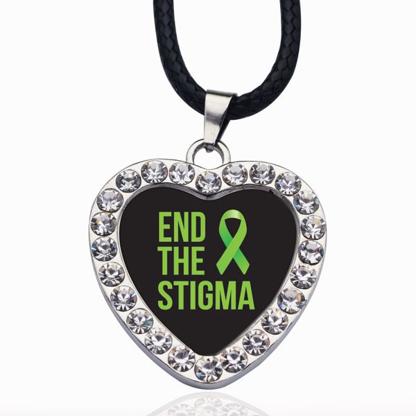 

mental health awareness circle charm necklace for crystal stars pendant chain necklaces & chokers fashion jewelry, Bronze;silver