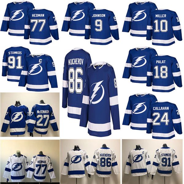 

tampa bay lightning jersey 91 steven stamkos 86 nikita kucherov 77 victor hedman 88andrei vasilev stitched new brand 2018 blue white, Black;red