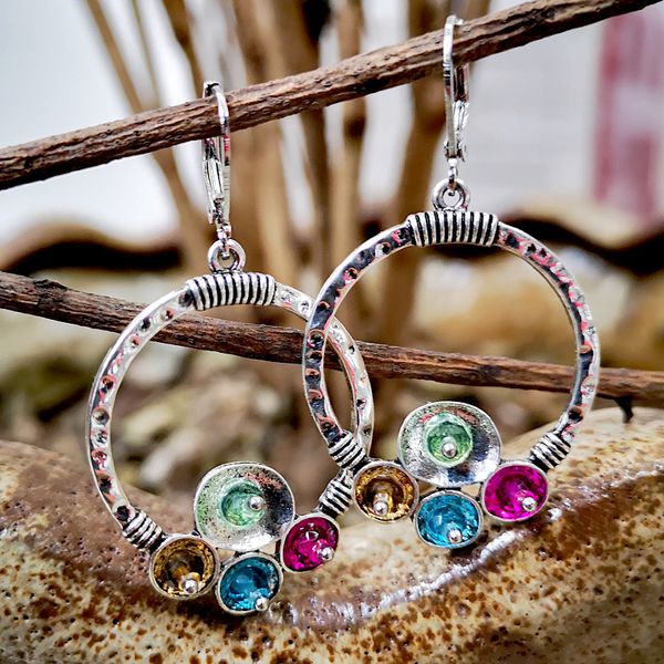 

vintage big hollow circle crystal hanging dangle earrings ethnic tribal hoop earrings 2020 boho jewelry, Golden;silver