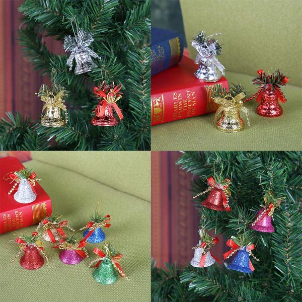 

6pcs/box christmas bell gifts ornaments christmas tree decor aluminum power bells decoration for home party supplies