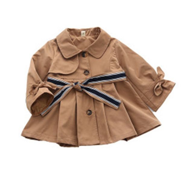 

infant baby jacket for girls autumn spring new kids boys girls pure color coats children long windbreaker with waist strap coat, Blue;gray