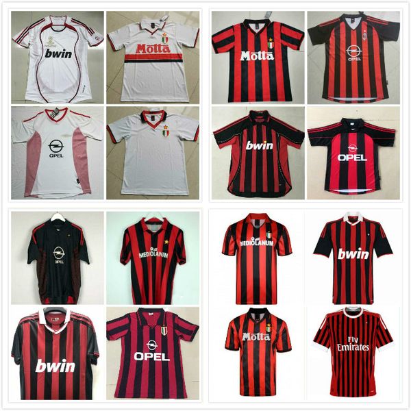 

retro classic 1991 1996 2000 01 02 03 04 2006 2007 milan soccer jerseys inzaghi pirlo maldini kaka shevchenko ac 09/10 retro football shirt, Black;yellow