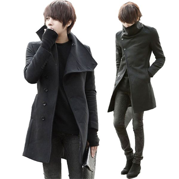 

Мужчины уличная одежда Корейский пальто тренч повседневная большой отворот паль
