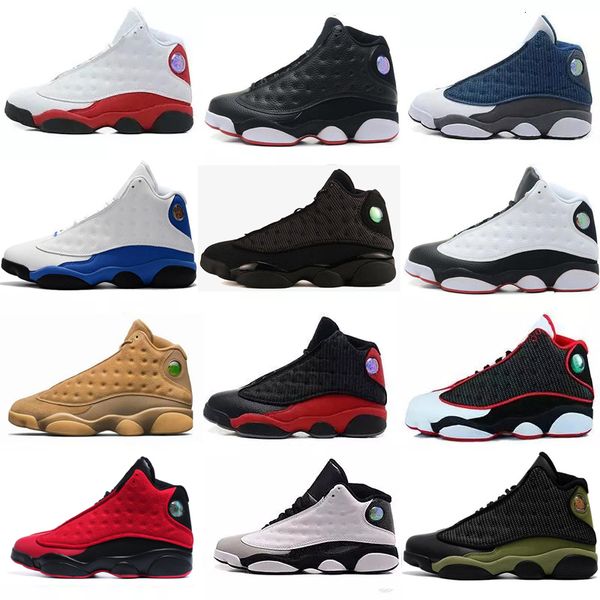 

13 13s men women basketball shoes bred black white red chicago's flints 13 grey hologram history of flight sneakers