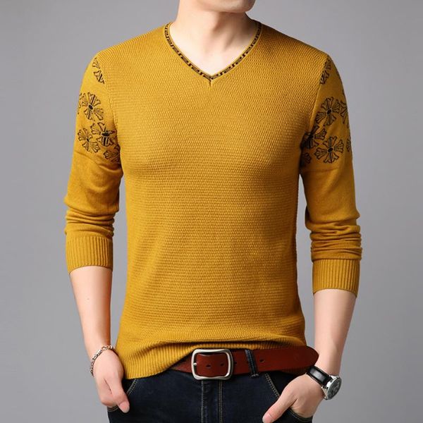 

мужские трикотажные топы свитер пуловер basic v neck для зимы осени печати цветочные моды повседневный bo24181214, White;black