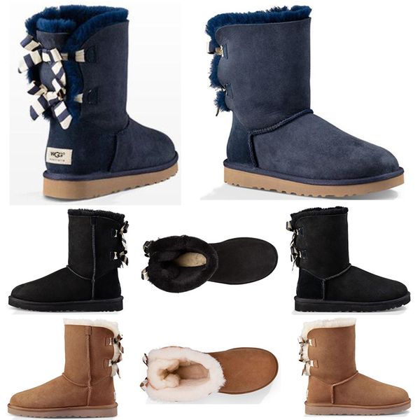 

fashion WGG Women's Australia Women girl flower tall boots Snow Winter boots Khaki grey black Bow boots outdoor shoes 36-41