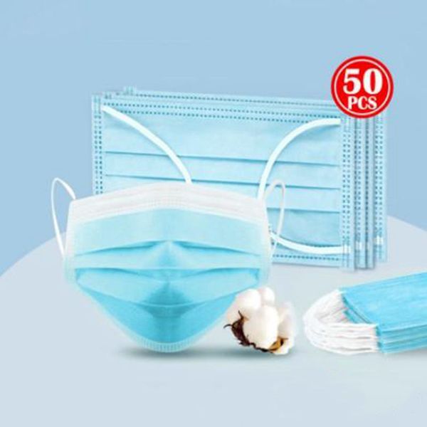 

50 шт пылезащитный маски одноразовые маски для лица 3-слойная защитная 3-слойная дизайнер лице mascarillas маска в наличии dhl быстрая беспл