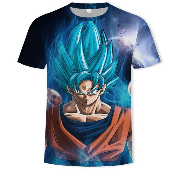 

menst-shirts dragon ball cartoon 3d digital men 's round-neck short-sleeved t-shirt top, White;black