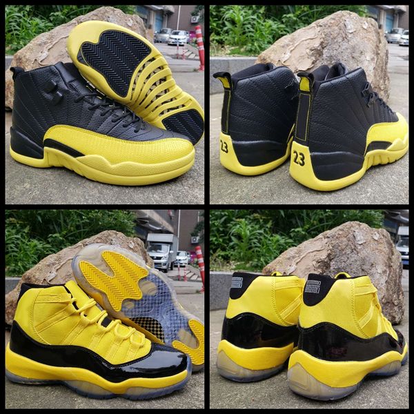 

2019 new 11 12 mens basketball shoes bumblebee yellow black trainers sports sneakers designer 11s 12s baskets jumpman des chaussures