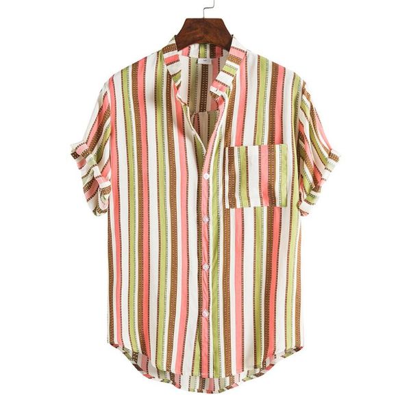 

2020 summer men short sleeve striped shirts casual button down shirt solid v neck tee streetwear 2020 new arrivals, White;black